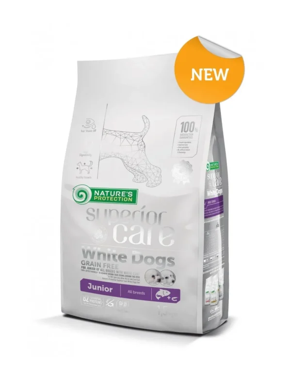 np sc white dogs junior 1,5kg grain free con salmone e farina di krill npsc45671