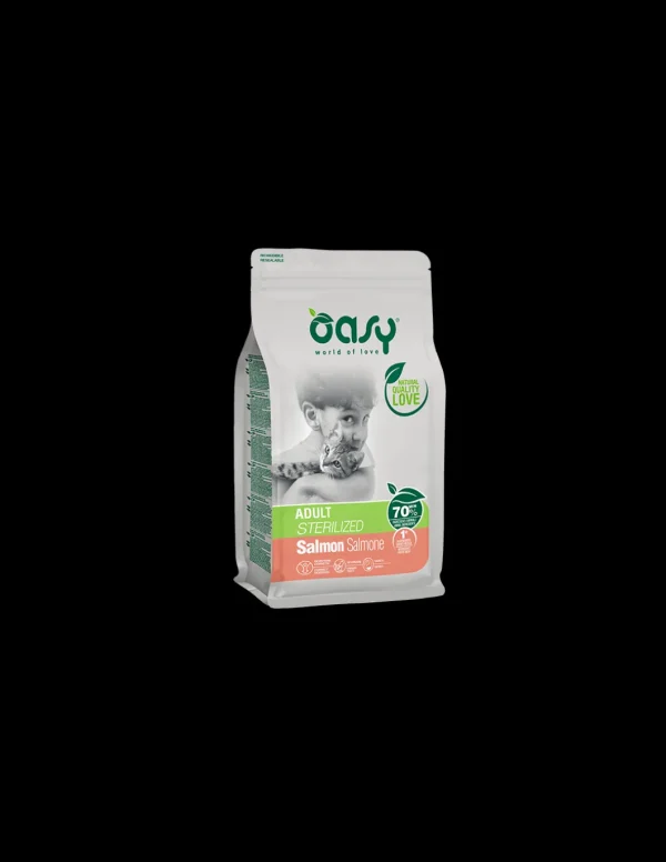 oasy dry cat 300gr adult sterilized salmone