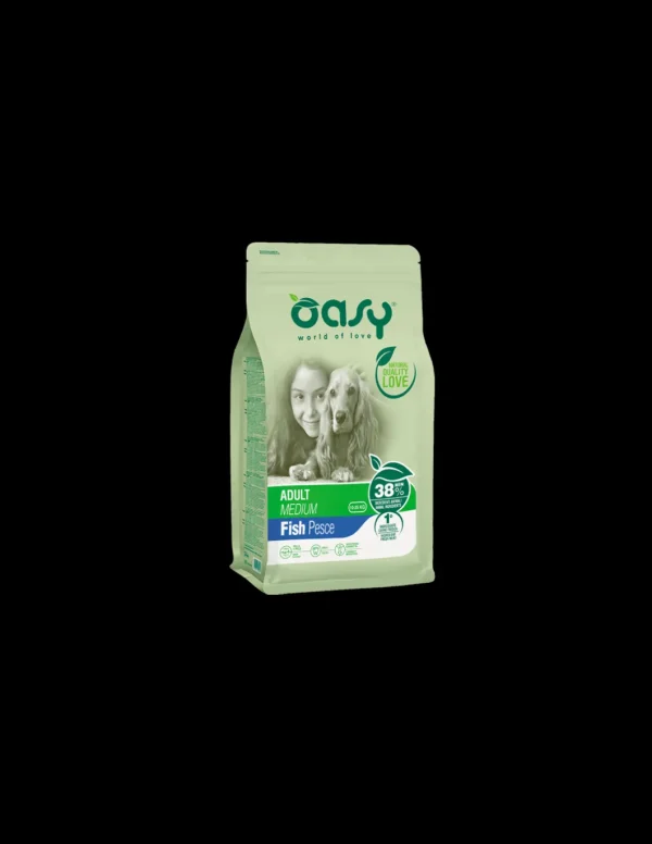 oasy dry dog 12kg adult medium pesce