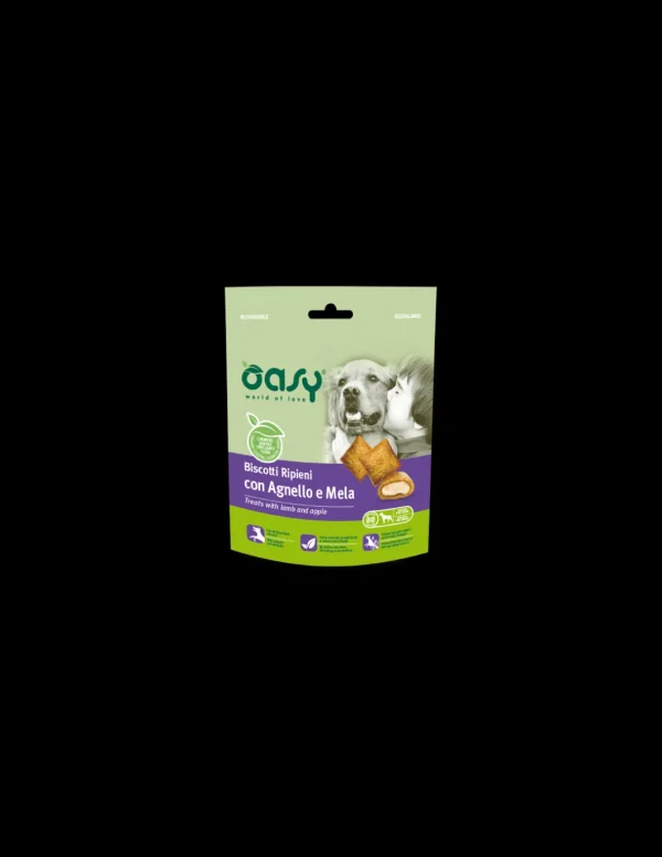 oasy snack dog biscotti ripieni con agnello e mela 80gr
