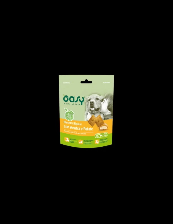 oasy snack dog biscotti ripieni con anatra e patate 80gr