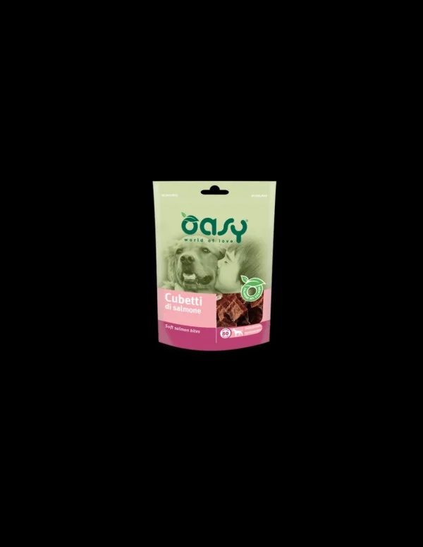 oasy snack dog cubetti di salmone 80gr