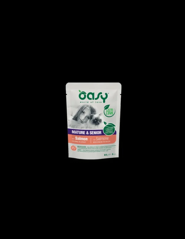 oasy wet cat 85gr busta bocconcini mature&senior salmone