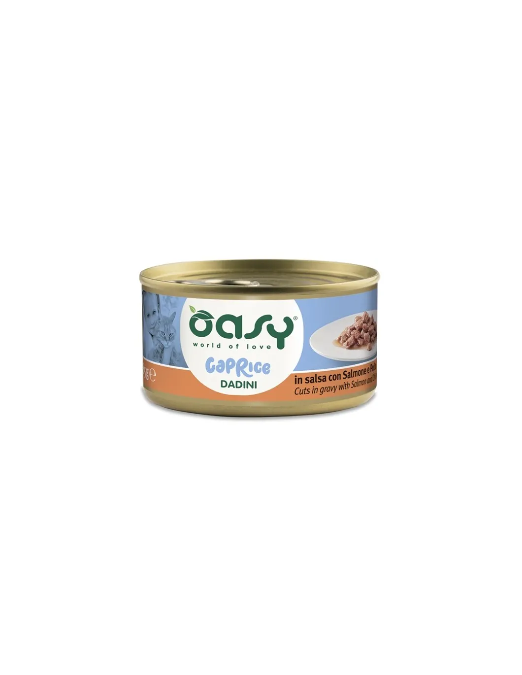 oasy_wet_cat_gr_lattina_c_0-14.webp OASY WET CAT 85GR LATTINA CAPRICE DADINI IN SALSA CON SALMONE E POLLO
