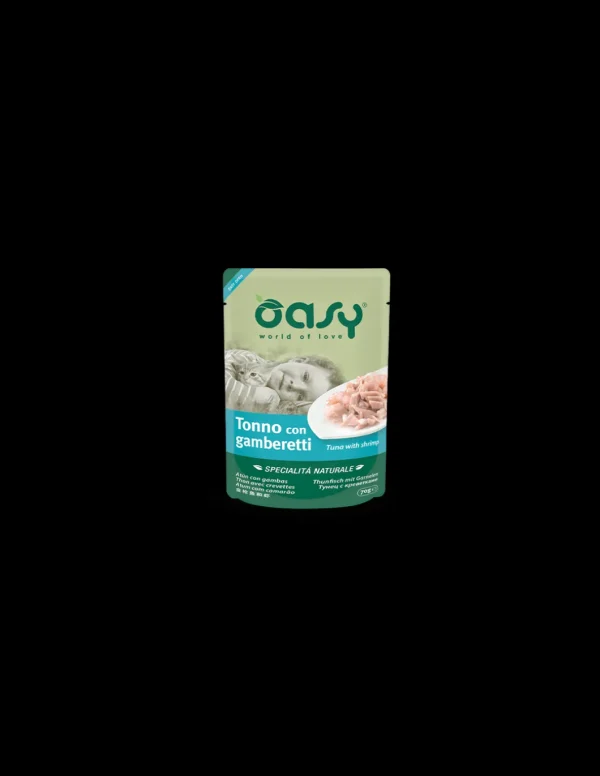 oasy wet cat 70gr spec. nat. busta tonno con gamberetti