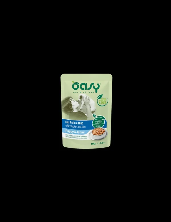 oasy wet dog 100gr straccetti in salsa puppy pollo e riso