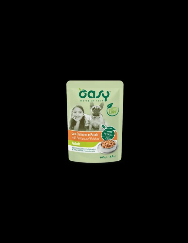 oasy wet dog 100gr straccetti in salsa adult salmone e patate