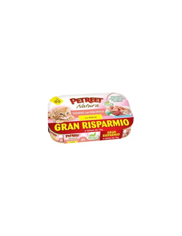 PETREET NAT 6X70GR TONNO DEL PACIFICO CON POLLO A54 A53138