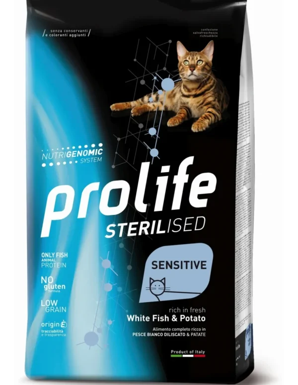 prolife cat adult 400gr sterilised sensitive white fish&potato zpd.35867