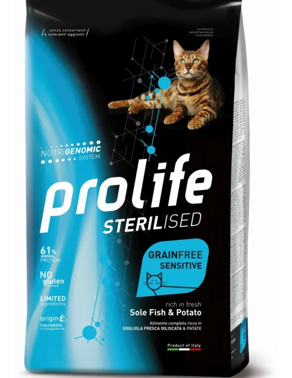 prolife cat adult 1,5kg sterilised sensitive grain free sole,fish&potato zpd.35812