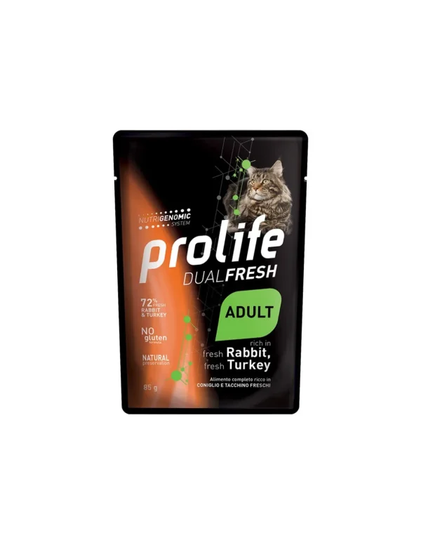 prolife cat dualfresh adult busta 85gr rabbit&turkey zpu.40342