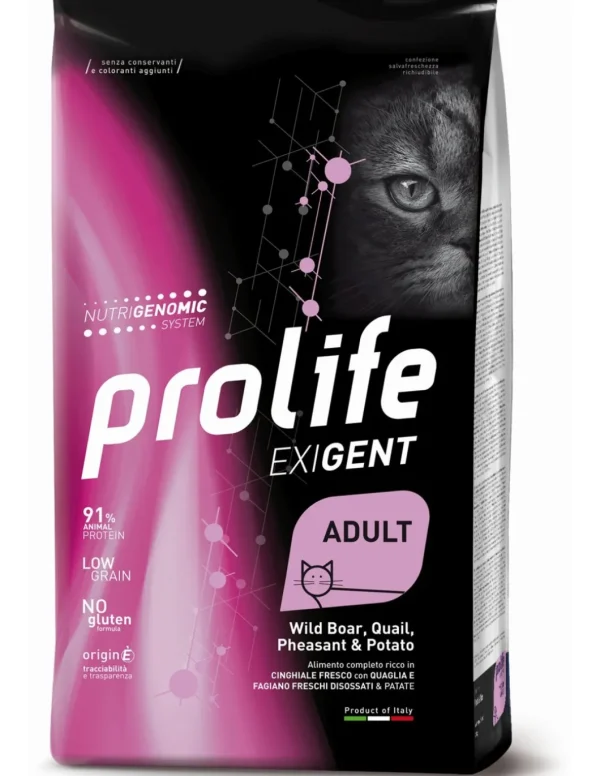 prolife cat exigent adult 1,5kg wild boar, quail,pheasant&potato zpd.36024