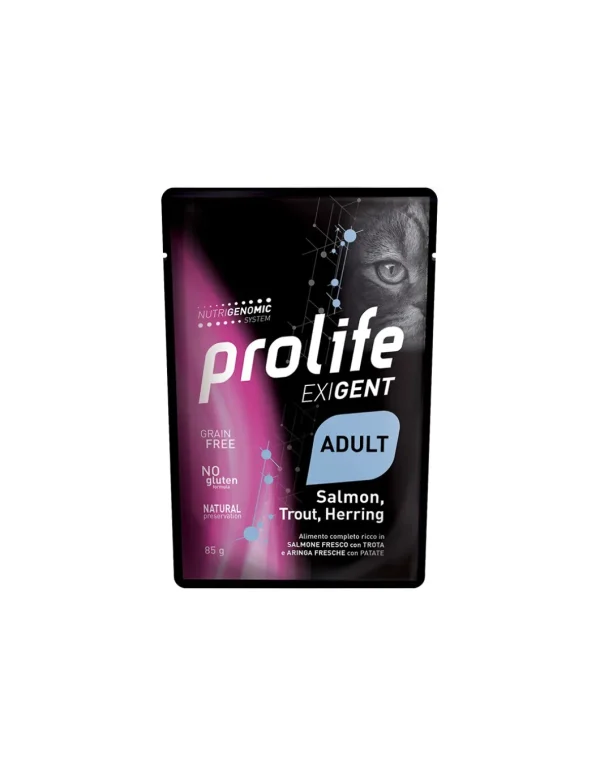 prolife cat exigent adult busta 85gr salmon/trout&herring zpu.40533