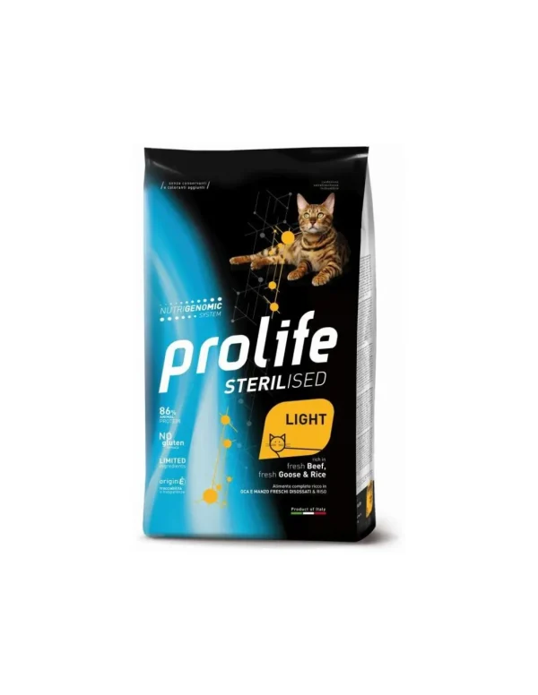prolife cat sterilised adult 7kg light goose/beef&rice zpd.35911