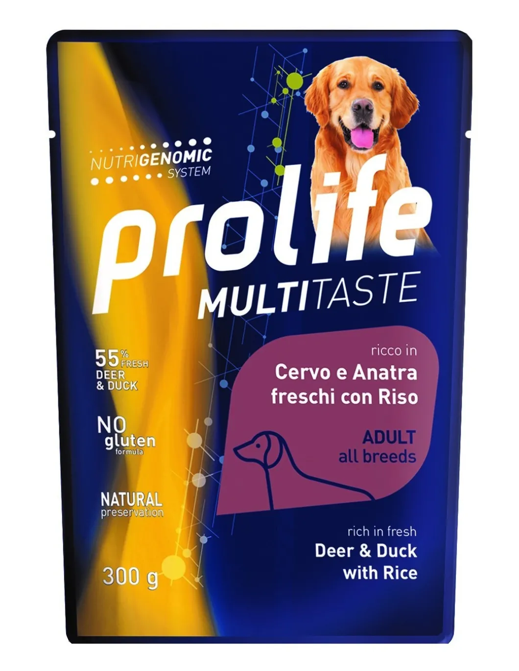 prolife_dog_adult_multita_0.webp prolife dog adult multitaste busta 300gr cervo anatra riso ananas zcu.26513