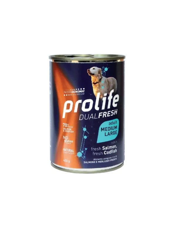prolife dog dual fresh adult 400gr salmone e merluzzo zpu.39445