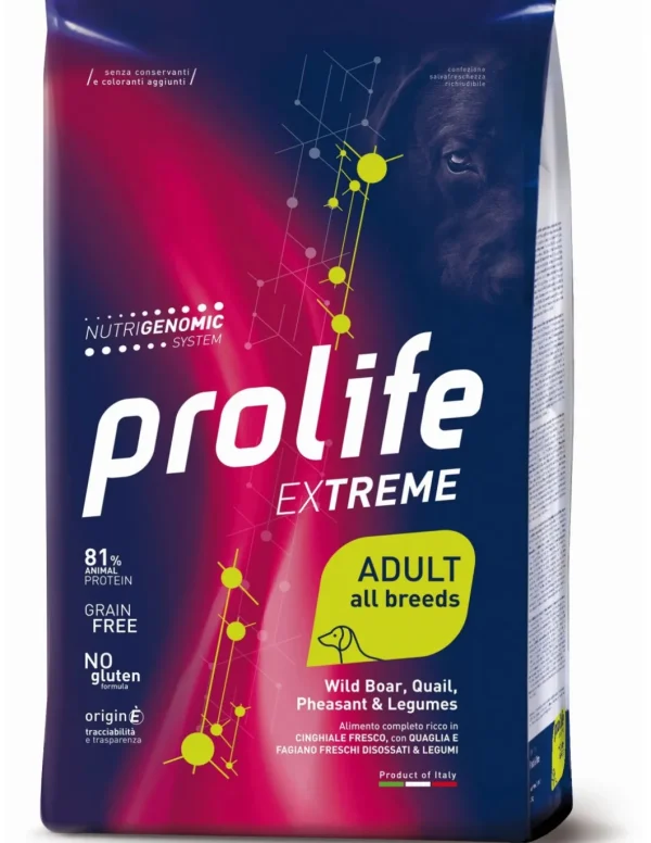 prolife dog extreme adult 2,5kg wild boar,quail,pheasant&legumes zpd.35522