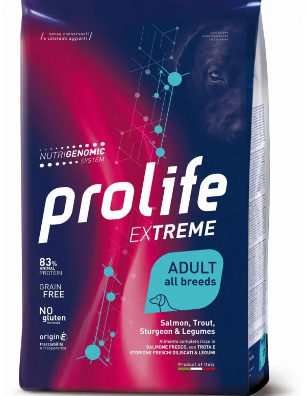 prolife dog extreme adult 10kg salmon,trout,sturgeon&legumes zpd.35553
