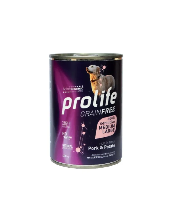 prolife dog grain free adult medium/large 400gr pork&potato zpu.39711