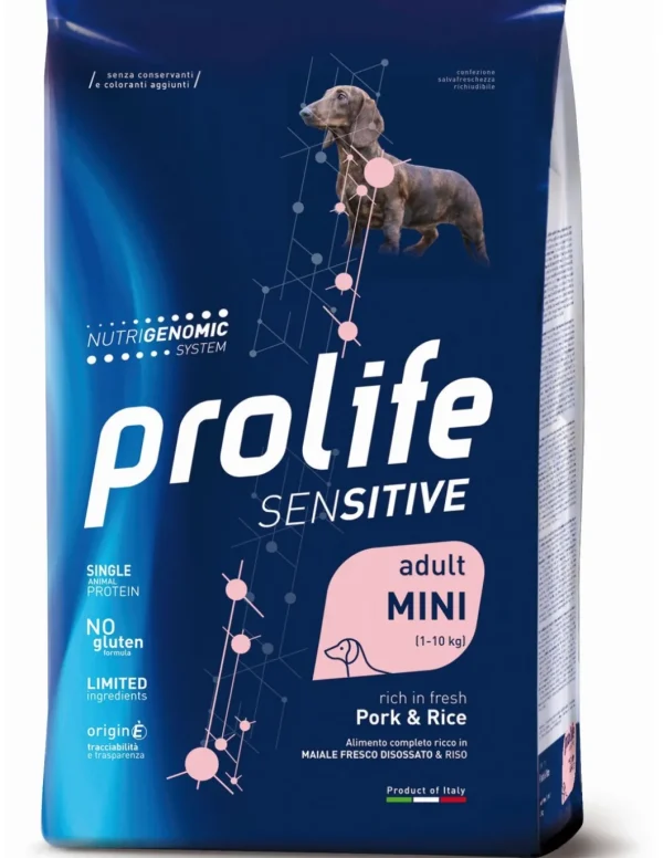 prolife dog sensitive adult mini 7kg pork&rice zpd.35249