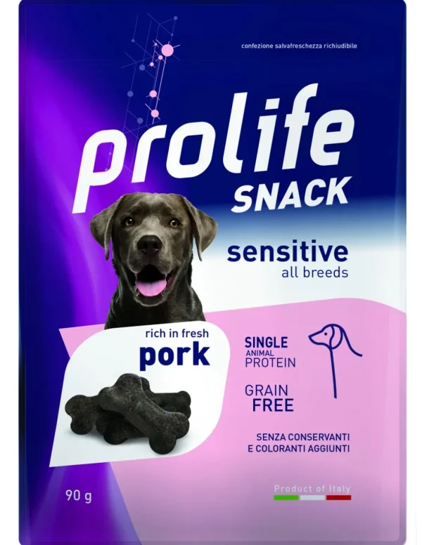 prolife dog snack 90gr sensitive monoproteico grain free con maiale fresco zps.42490