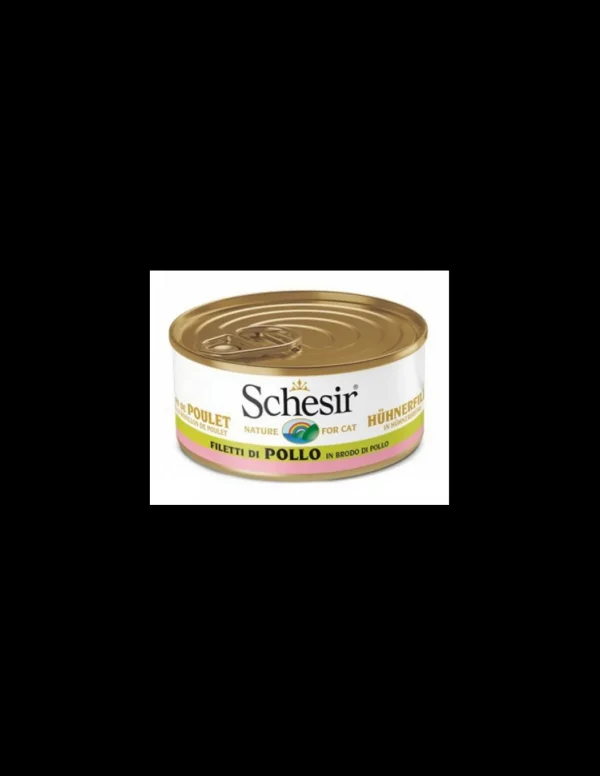 schesir cat 70gr lattina filetti di pollo in brodo di pollo 01074543