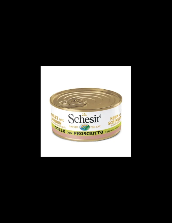 schesir cat 70gr lattina pollo con prosciutto in brodo di pollo 01074546