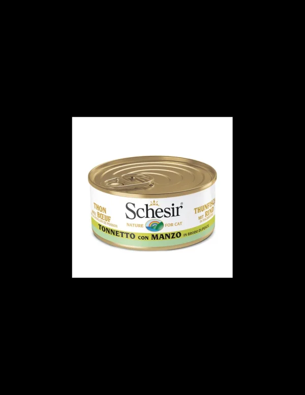 schesir cat 70gr lattina tonnetto manzo in brodo di pesce 01074527