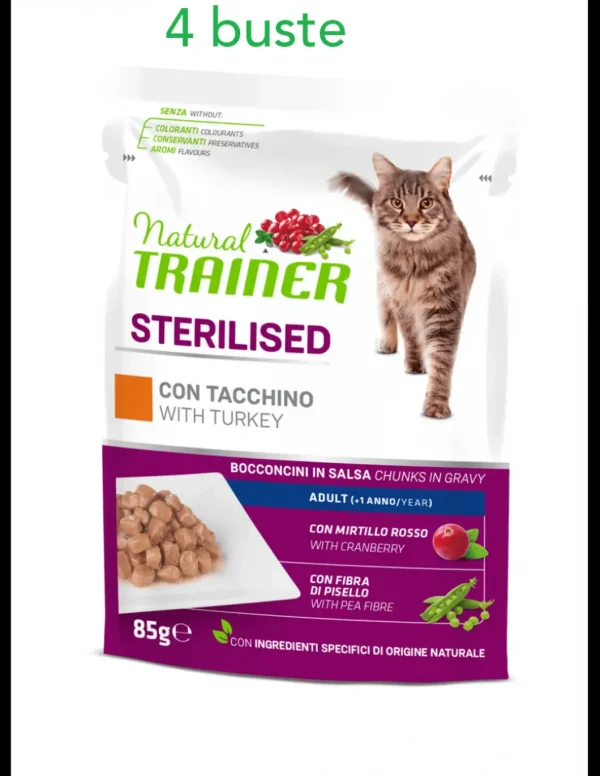trainer natural cat adult flow pack steril. tacchino 85grx4