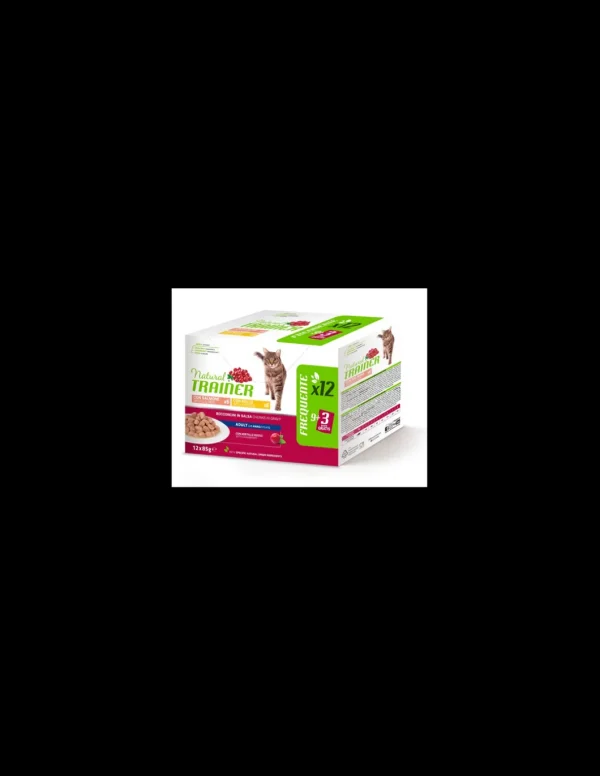 trainer natural cat adult multipack 9+3 gratis 12x85gr salmone e pollo