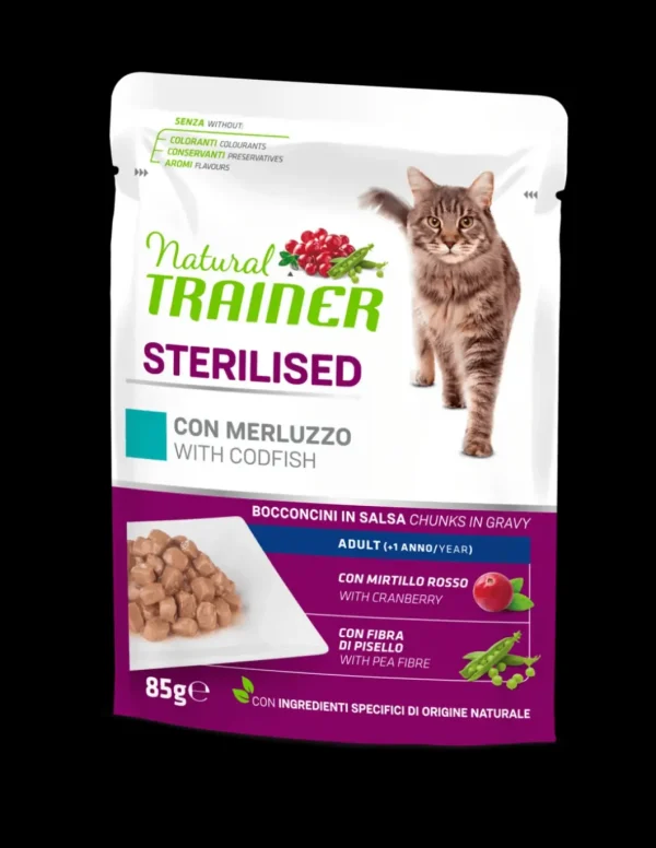 trainer natural cat 85gr busta sterilised merluzzo
