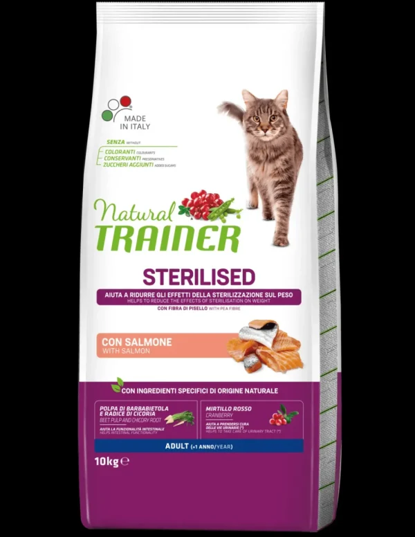 trainer natural cat 10kg adult sterilised salmone