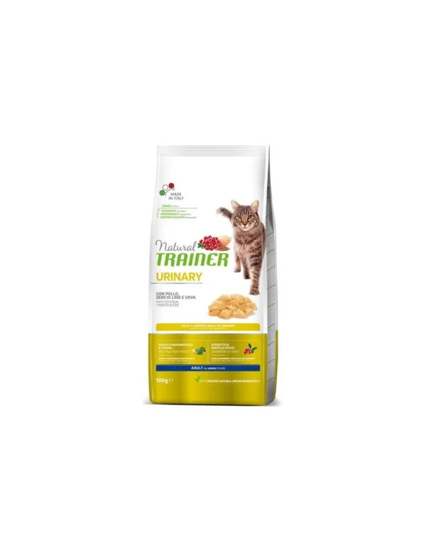 trainer natural cat 10kg adult urinary con pollo, semi di lino e uova