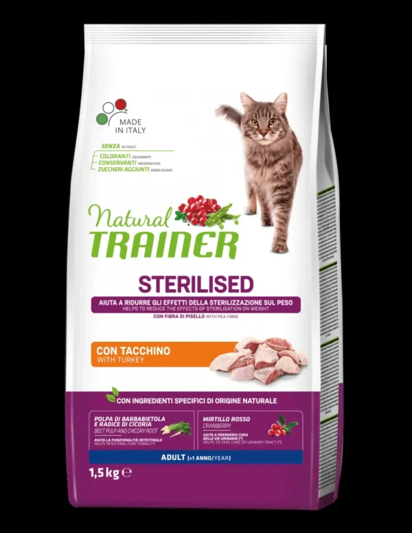 trainer natural cat 1,5kg adult sterilised tacchino