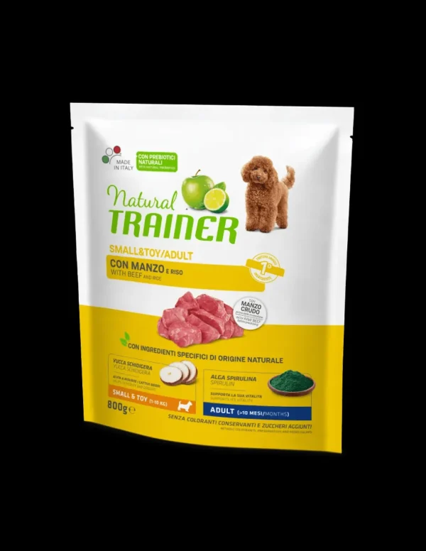 trainer natural dog 800gr small&toy ad manzo riso