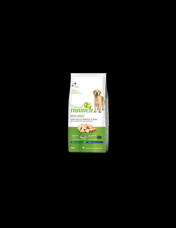 trainer natural dog 12kg adult maxi pollo, riso e aloe
