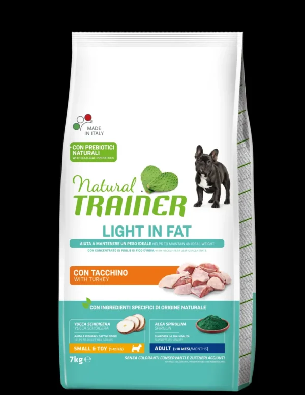 trainer natural dog 7kg adult small&toy ideal weight carni bianche