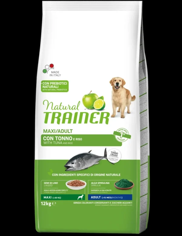 trainer natural dog 12kg maxi ad pesce, riso e alga