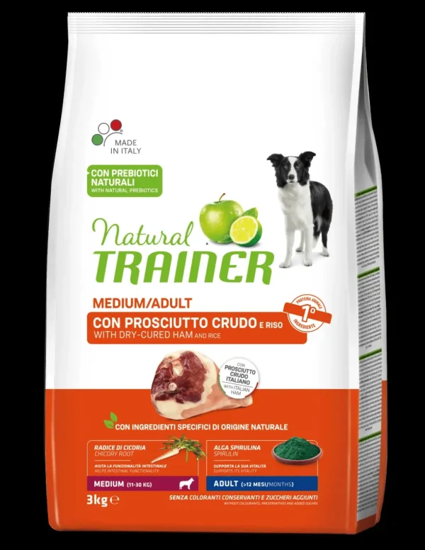 trainer natural dog 3kg medium ad prosciutto crudo riso