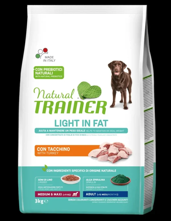 trainer natural dog 3kg medium/maxi ideal weight carni bianche