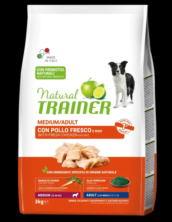 trainer natural dog 3kg medium ad pollo riso