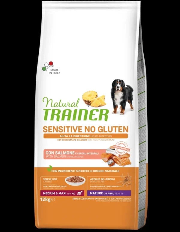 trainer natural sensitive dog 12kg maturity med/maxi salmone