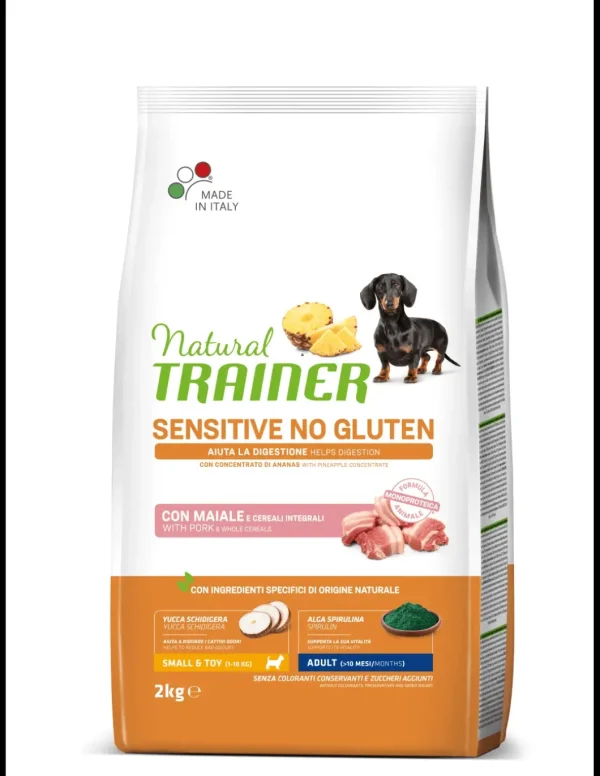 trainer natural sensitive dog 2kg small&toy ad maiale cereali