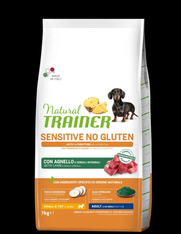 trainer natural sensitive dog 7kg adult small&toy agnello e cereali