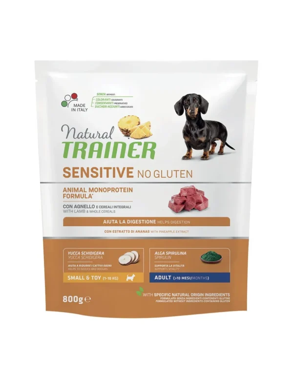 trainer natural sensitive dog 800gr small&toy ad agnello cereali