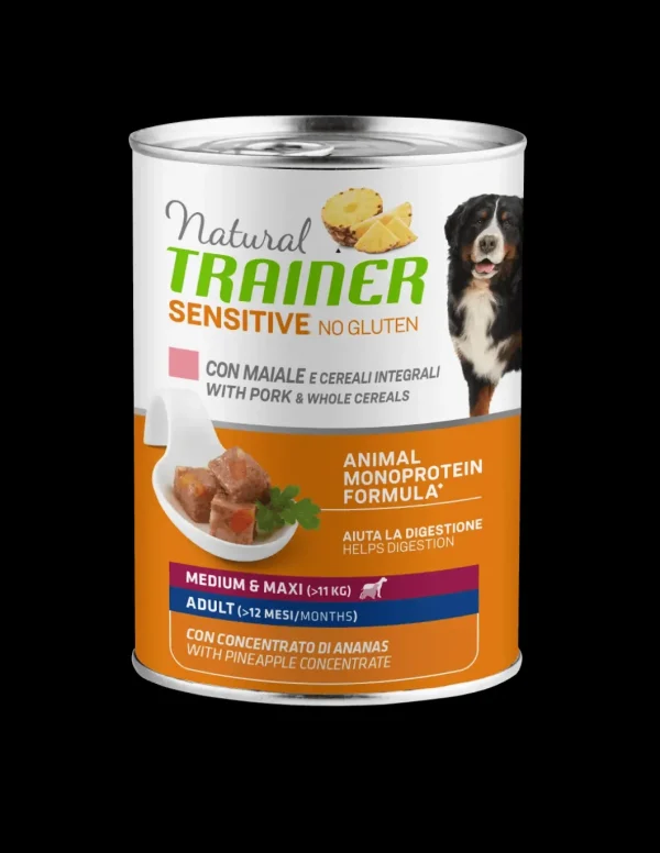 trainer natural sensitive dog 400gr med/maxi ad maiale