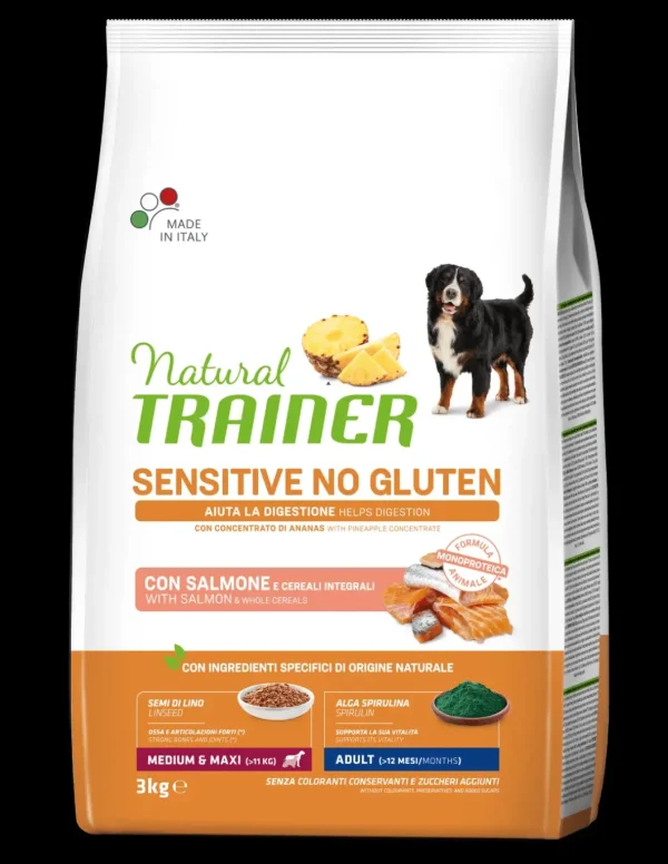 trainer natural sensitive dog 3kg med/maxi ad salmone cereali