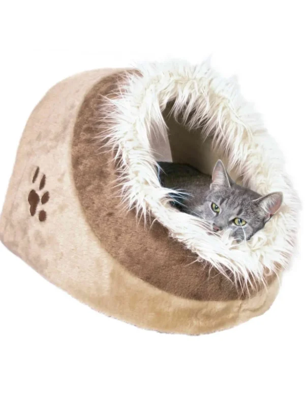 tx36282 cat cuccia igloo minou 50x41x30cm beige/marrone