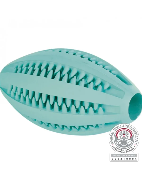 tx3290 dog gioco denta fun palla da rugby menta 11cm