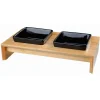 tx24821 dog set 2 ciotole ceramica + supporto in legno 13cm 0,4lt